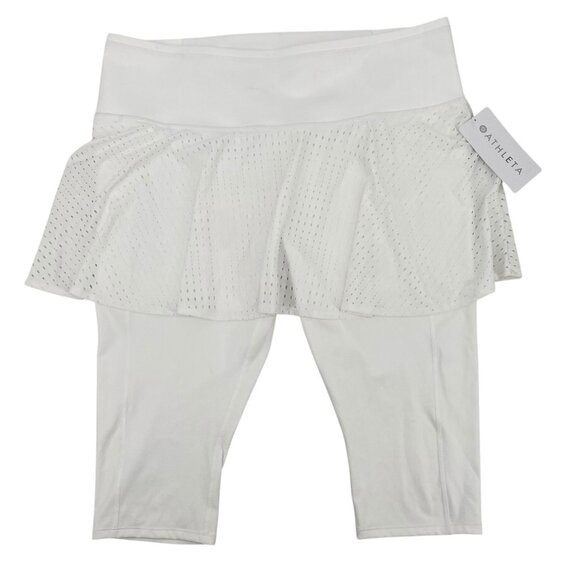 Athleta Skirted Legging Size XL White Mesh A Game 2 in 1 Crop Capri NWT see Desc - Picture 1 of 15